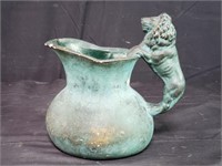 Vintage pottery pitcher w/ lion handle,