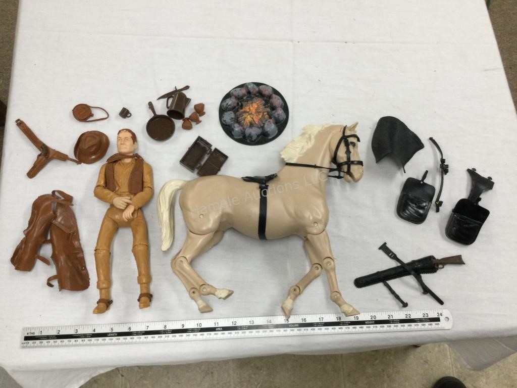 Cowboy action figure with horse and accessories