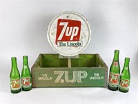 Vintage 7 UP Crate, Bottles & Tray