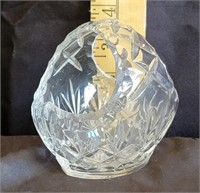Vtg Lead Crystal Bowl with Handle
