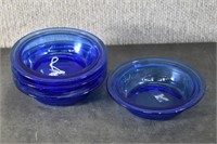 4 Hazel Atlas Cobalt Blue Moderntone Berry Bowls