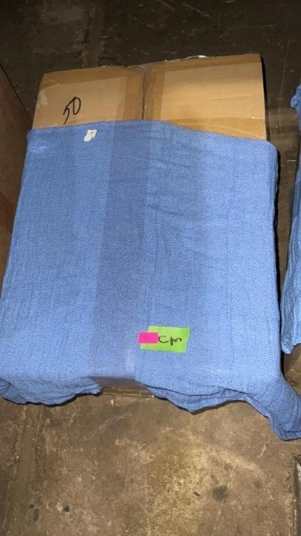 Box of 50 blue shop rags