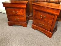 Pair of Cherry Chippendale Style Nightstands