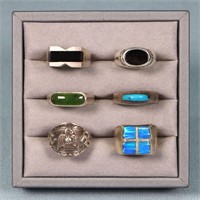 (6) Vintage Men's Sterling Silver Rings