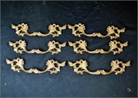 (6) ANTIQUE BRASS DRAWER PULLS