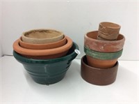 11 planters, various sizes and condition