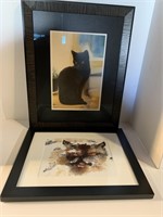 MIKE BURR SIGNED PRINT AND EXTRA CAT PRINT 20 IN