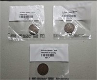 3 Indian Head pennies 1904, 1905, 1909