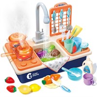 CUTE STONE Pretend Play Kitchen Sink Toys with Pla