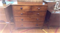 ANTIQUE WALNUT 2 OVER 3 DRAWER CHEST OF DRAWER