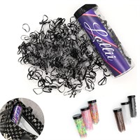 Black/Clear Elastic Hair Ties - 750 Count Pack