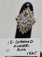 14 KARAT DINNER RING WITH DIAMONDS