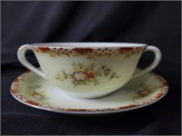 Vintage China Express Floral Soup Bowl & Saucer