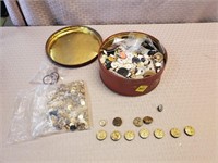 Can of Vintage Buttons, Some Military Buttons