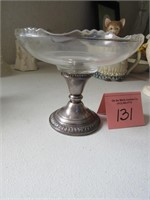 STERLING Silver Glass Compote or Candy Dish