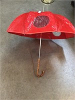 Red Plastic Vintage Umbrella