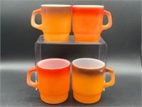 Fire King Hombre Red & Orange Coffee Mugs