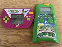 Vintage bartman and ninja turtles handheld video