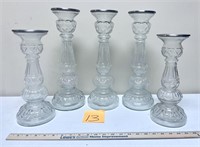 5x Glass Candle Holders