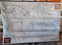 1947 Burlington Railroad Route Wall Map