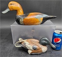 2 Vintage Wooden Ducks Hand Painted Decor