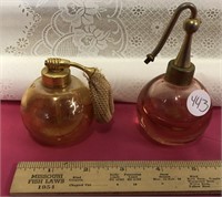 2 Vintage Colored Glass Perfume Bottles