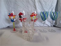 Decorative Wine Glasses and Beer Mug