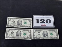 3 - TWO Dollar Bills