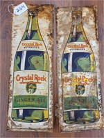 (3) Crystal Rock Ginger Ale signs 23"x8"