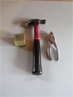 Plumb Hammer, Crescent Plyers & Brass Level