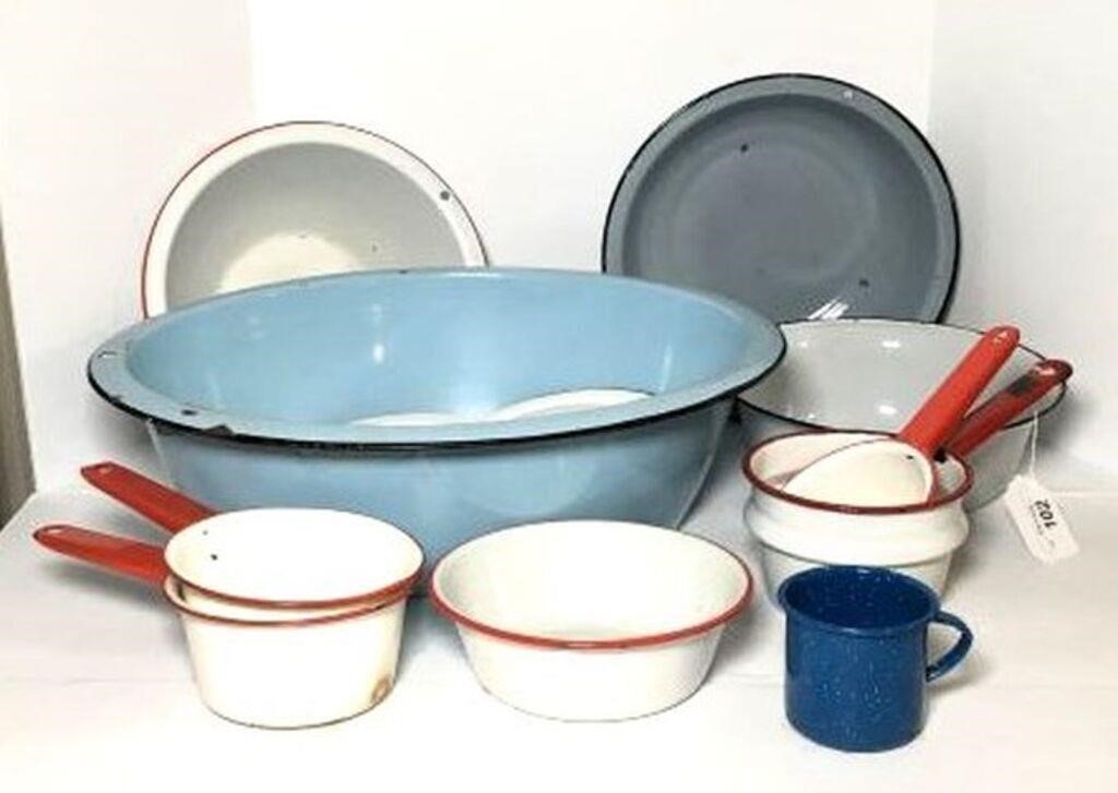 Enameled Metal Ware Pots & Bowls