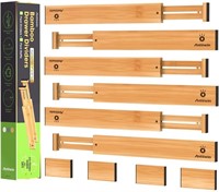 B1272  ANTOWIN Bamboo Drawer Dividers, 17-22in, 10