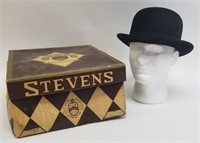 Vintage Stevens Fine Hats Bowler W/ Box