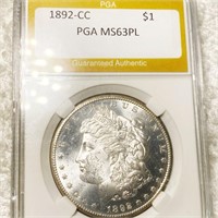 1892-CC Morgan Silver Dollar PGA - MS 63 PL