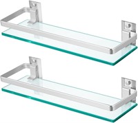 2-Pack Tempered Glass Bathroom Shelf