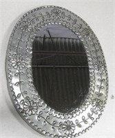 Oval Form Southwestern Floral Tin Mirror 19"x14.5"