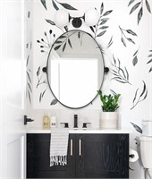 Faruifett Oval Mirror, 20"ã—30" Black Bathroom M