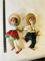 2pcs vintage Marionette dolls