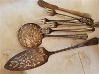 Silverplate Olive Forks, Spoon and Spatula