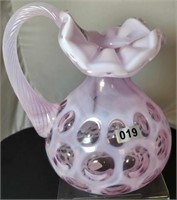 Rosemilk Opalescent 6 1/2" Coin Dot Pitcher 1995