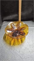 Vtg Viking Amber 6 Petal Pedestal Dish