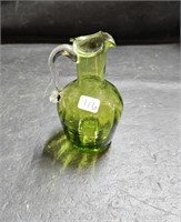 Handblown Green Glass Mini Pitcher w/ Clear