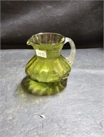 Handblown Green Glass Mini Pitcher w/ Clear