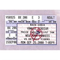 09/25/2000 Yankees Ticket Stub