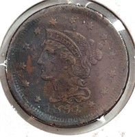 1854 Large Cent XF