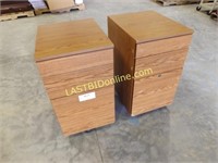 2 WOODEN SHORT 3 DRAWER FILE CABINETS