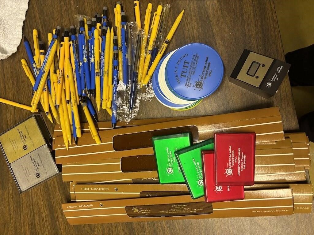 Electralarm Systems Rulers, Pens, Coasters, Mirror
