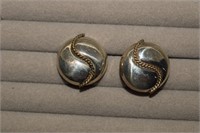 Sterling Button Style Earrings   Mexico/Laton