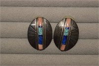 Sterling Channel Inlay Stone Earrings