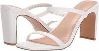 THE DROP AVERY SQUARE TOE TWO STRAP HEELS